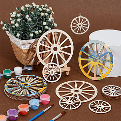40Pcs 2 Styles Unfinished Blank Wooden Wheel Pendants Set for Painting Arts&nbsp;HJEW-OC0001-44