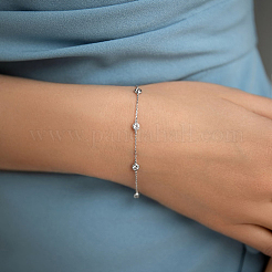 Sterling Silver Zircon Circle Jewelry Set Bracelet Necklace Anklet Elegant Daily Wear&nbsp;ID1679-2