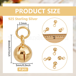 4Pcs 925 Sterling Silver Plain Bell Charms&nbsp;FIND-BC0014-30B