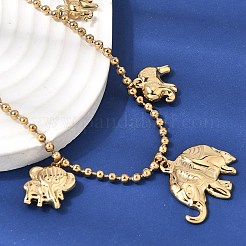 316L Surgical Stainless Steel Baby Elephant Mother Elephant Bib Necklaces for Mother's Day&nbsp;NJEW-D297-02G