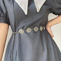 Alloy with Iron Hollow Flat Round Link Chain Waist Belly Chains for Women&nbsp;FS-WG0D649-02