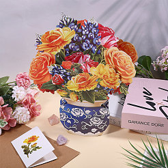 DIY Paper Flower Bouquet Greeting Card Sets&nbsp;AJEW-WH0455-197A