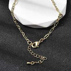 3MM Brass Textured Oval Link Chain Necklaces for Women Men&nbsp;NJEW-F355-01G