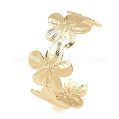 Brass Flower Cuff Bangles for Women&nbsp;BJEW-A090-01G