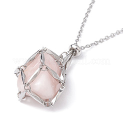 Tarnish Resistant 304 Stainless Steel Macrame Pouch Empty Stone Holder for Pendant Necklaces Making&nbsp;X-NJEW-JN04441-02