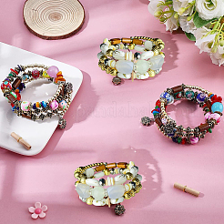 4Pcs 2 Colors Boho Multi-strand Irregular Synthetic Turquoise Beads Wrap Bracelet&nbsp;BJEW-PA0001-07