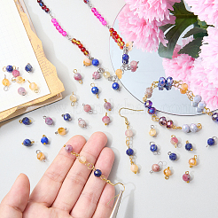 16Pcs 4 Styles October Birthstone Natural Plum Blossom Tourmaline Pendant and Connector Charms&nbsp;PALLOY-SW00115