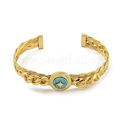 Synthetic Turquoise Open Cuff Bangles&nbsp;BJEW-E100-06G