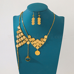 Vintage Ethnic Style Brass Round Mittens Bracelets & Earrings & Necklaces Sets for Women&nbsp;NB7552