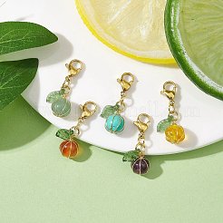 5Pcs Fruit Wire Wrapped Mixed Gemstone Pendant Decorations&nbsp;HJEW-TA00177