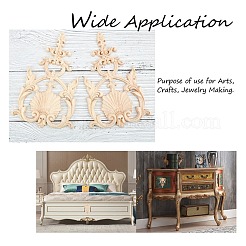 Natural Solid Wood Carved Onlay Applique Craft&nbsp;WOOD-WH0107-22