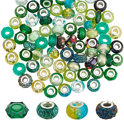90Pcs 15 Styles Green Series Large Hole Resin European Beads&nbsp;OPDL-SP0001-02