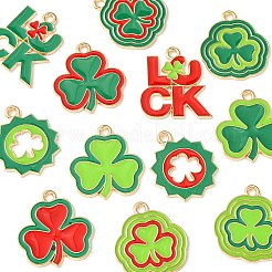 12Pcs 12 Styles Saint Patrick's Day Alloy Enamel Pendants&nbsp;ENAM-FS0001-66