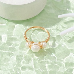 Natural Pearl Finger Ring&nbsp;RJEW-JR00581