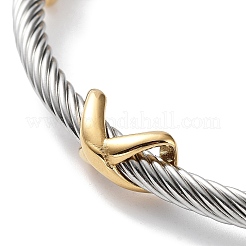 304 Stainless Steel Twisted Infinity Cuff Bangles&nbsp;BJEW-P304-01B-G