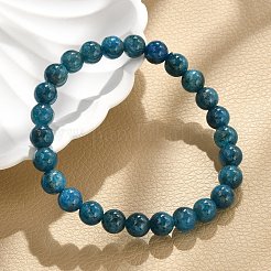 Natural Apatite Round Round Beaded Stretch Bracelets&nbsp;BJEW-G697-01A