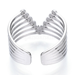 Non-Tarnish 304 Stainless Steel Initial Letter V Open Cuff Ring&nbsp;RJEW-N040-05