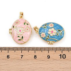 Brass Enamel Locket Pendants&nbsp;KK-P335-02G
