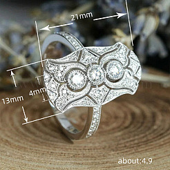 Retro Brass & Cubic Zirconia Finger Rings&nbsp;FS-WGF6FC6-01