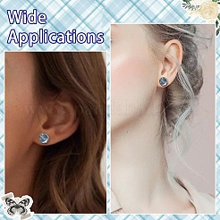 160Pcs 4 Styles Flat Round 304 Stainless Steel Stud Earring Settings with Transparent Glass Cabochons with 304 Stainless Steel Ear Nuts with Plastic Ear Nuts&nbsp;FIND-YW0005-37