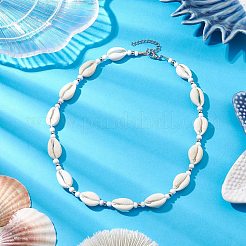 Summber Beach Natural Cowrie Shell Beaded Necklaces&nbsp;NJEW-JN04783-03