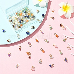 80Pcs 8 Styles Natural Gemstone Pendants&nbsp;PALLOY-YW00074
