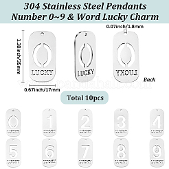 10Pcs 304 Stainless Steel Pendants&nbsp;STAS-SC0021-58P