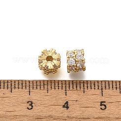 Rack Plating Brass Micro Pave Clear Cubic Zirconia Beads&nbsp;KK-H508-19G