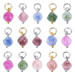 30Pcs 3 Styles Natural Colorful Tourmaline Dice Charms&nbsp;PALLOY-TA00370