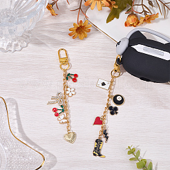2Pcs 2 Styles Alloy Enamel Pendant Decorations&nbsp;HJEW-BM0001-46B