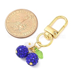 Polymer Clay Rhinestone Cherry Pendant Decorations&nbsp;HJEW-JM03269-02