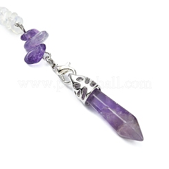 Pointed Faceted Bullet Natural Amethyst & Opalite Chip Dowsing Pendulums&nbsp;PALLOY-JF03067