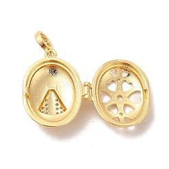 Eco-Friendly Rack Plating Brass Micro Pave Clear Cubic Zirconia Locket Pendants&nbsp;KK-F850-02G