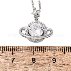Brass Micro Pave Cubic Zirconia Star Pendant Necklaces for Women&nbsp;NJEW-S447-01P