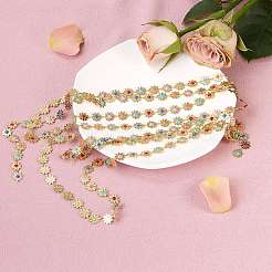 2M Brass Enamel Flower Link Chains&nbsp;CHC-SZ0001-35