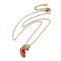 304 Stainless Steel Red Enamel Pendant Necklaces for Women&nbsp;NJEW-U043-02A-G