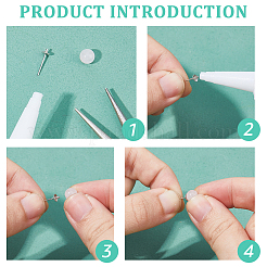 10Pairs 925 Sterling Silver Stud Earring Finding with 50Pcs Plastic Ear Nuts with 1Pc Suede Fabric Square Silver Polishing Cloth&nbsp;FIND-DC0006-45