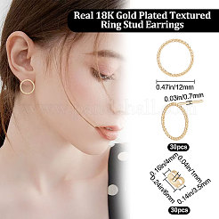 30Pcs Brass Circle Ring Stud Earrings with 30Pcs Friction Ear Nuts for Women&nbsp;EJEW-BBC0001-10