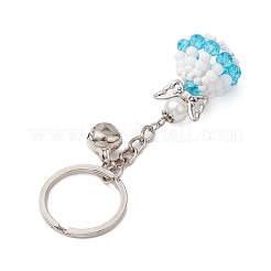 Glass Seed & Plastic Pearl & Alloy Keychain&nbsp;KEYC-MZ00025-04