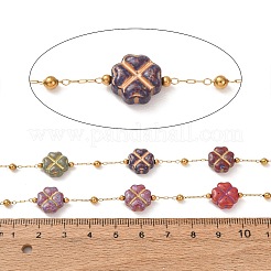 Brass & Handmade Lampwork & Steel Beaded Chain&nbsp;LA-CBA3B44-12G