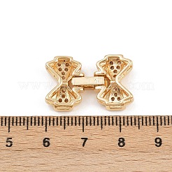 Brass Micro Pave Clear Cubic Zirconia Fold Over Clasps&nbsp;KK-C075-41G