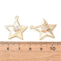 Brass Micro Pave Clear Cubic Zirconia Pendants&nbsp;CU-K002-21G