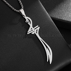 201 Stainless Steel Scimitar Sword Shaped Pendant Necklaces for Men&nbsp;WGE11B1-01