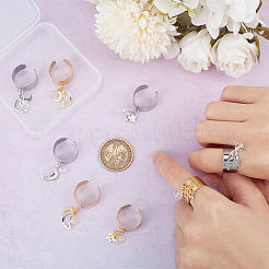 8Pcs 4 Style 304 Stainless Steel Open Cuff Rings Set&nbsp;RJEW-AB00011
