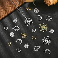 100Pcs 10 Styles Tibetan Style Zinc Alloy Charms&nbsp;FIND-YW0007-15