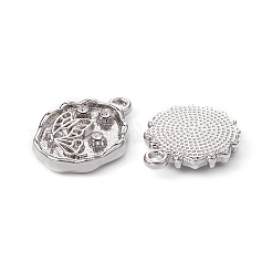 5Pcs 5 Styles Alloy Crystal Rhinestone Flat Round Pendants&nbsp;FIND-YW0003-58