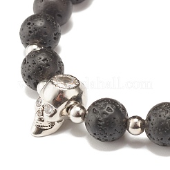 Adjustable Skull Braided Bead Bracelets&nbsp;BJEW-JB07497-01