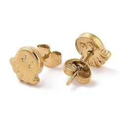 Ion Plating(IP) 304 Stainless Steel Octopus Stud Earrings for Women&nbsp;EJEW-G389-03G