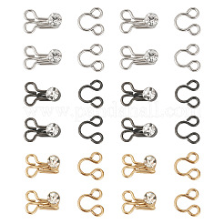 15Sets 3 Colors Alloy Rhinestone Hook and Eye Fasteners&nbsp;FIND-TA0006-54