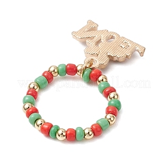 Christmas Theme Glass Seed Beads Stretch Ring Sets&nbsp;RJEW-TA00163